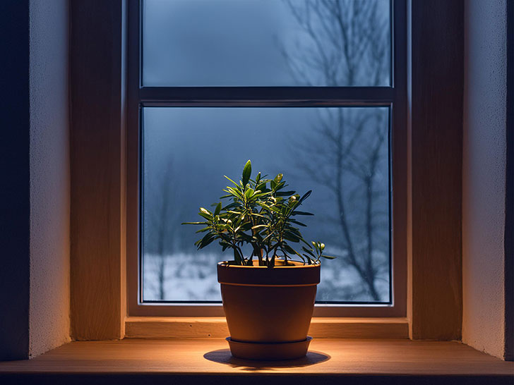 窓辺に置かれた植木鉢