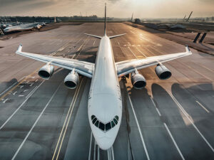 飛行場に停泊している飛行機