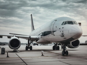 飛行場に停泊している飛行機