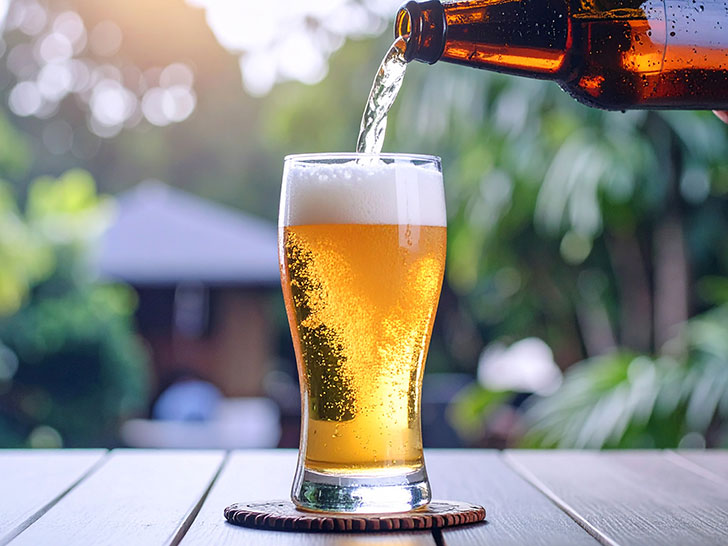グラスに注がれる冷たいビール