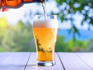 グラスに注がれる冷たいビール