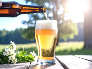 グラスに注がれる冷たいビール