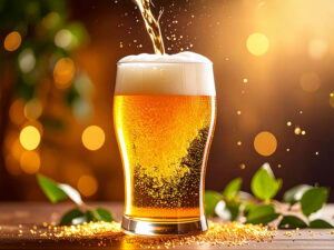 グラスに注がれる冷たいビール