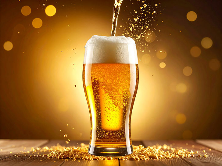 グラスに注がれる冷たいビール