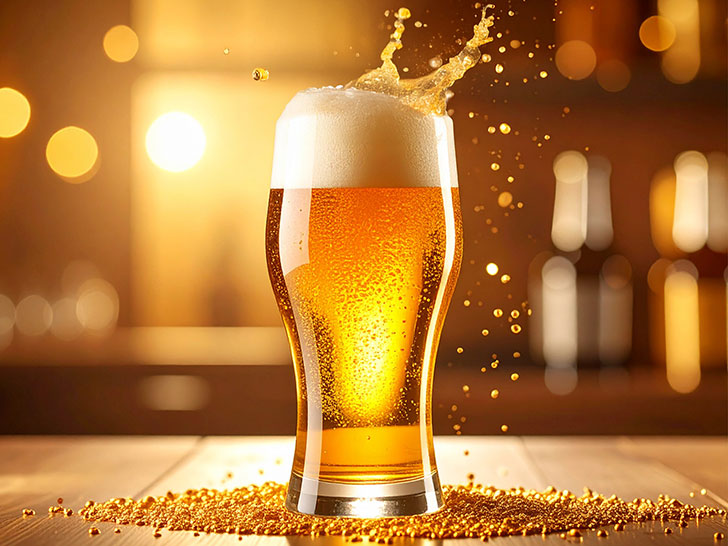 グラスに注がれる冷たいビール