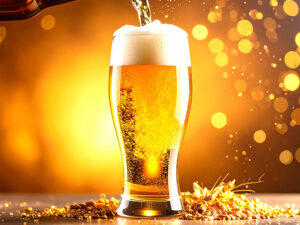 グラスに注がれる冷たいビール