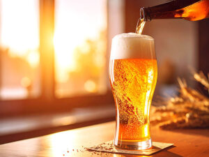 グラスに注がれる冷たいビール
