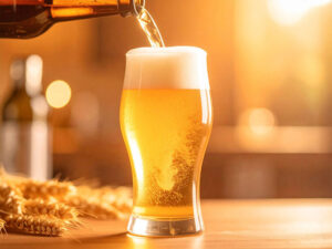 グラスに注がれる冷たいビール