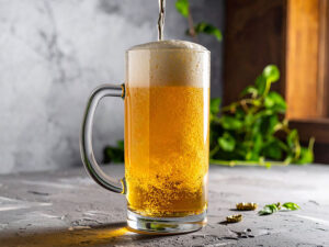 グラスに注がれる冷たいビール