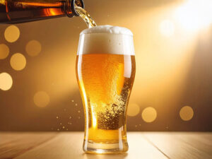 グラスに注がれる冷たいビール