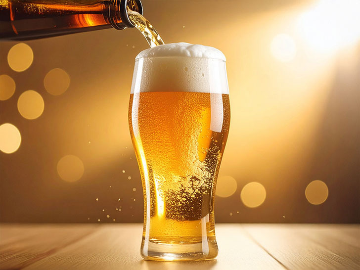 グラスに注がれる冷たいビール
