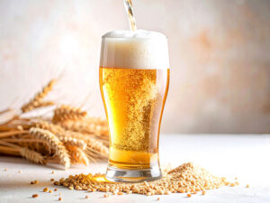 グラスに注がれる冷たいビール
