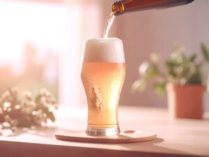 グラスに注がれる冷たいビール