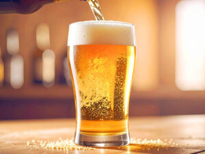 グラスに注がれる冷たいビール
