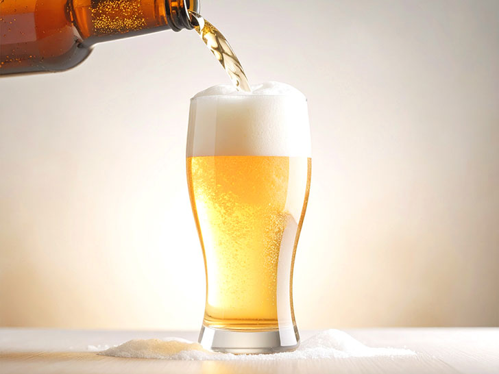グラスに注がれる冷たいビール
