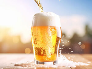 グラスに注がれる冷たいビール