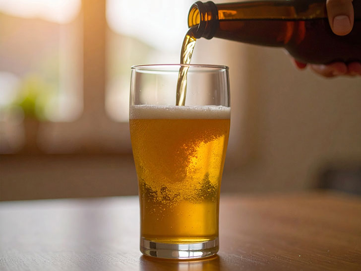 グラスに注がれる冷たいビール