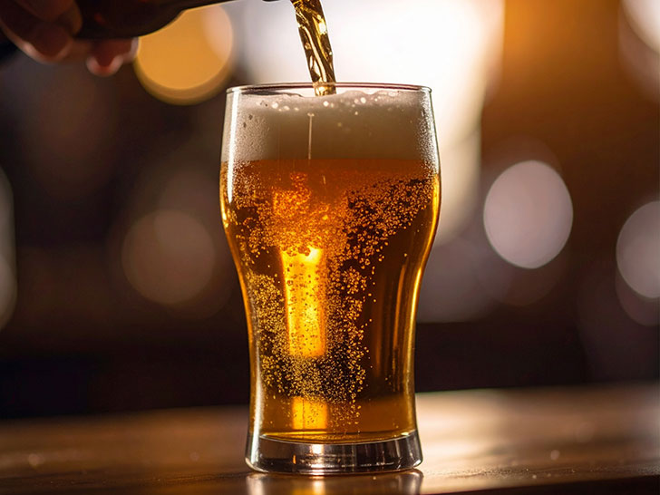 グラスに注がれる冷たいビール