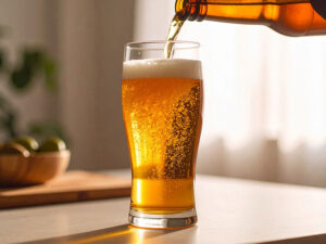 グラスに注がれる冷たいビール