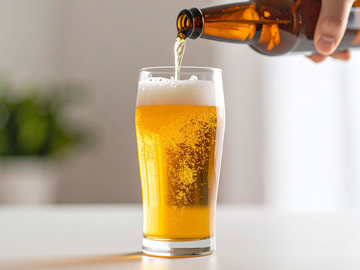 グラスに注がれる冷たいビール