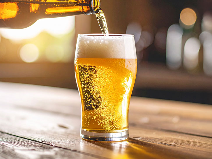 グラスに注がれる冷たいビール
