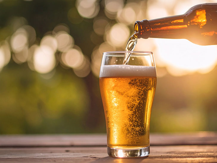 グラスに注がれる冷たいビール
