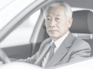 車を運転する年配の男性