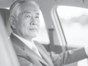 車を運転する年配の男性