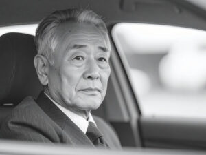 車を運転する年配の男性