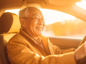 車を運転する年配の男性