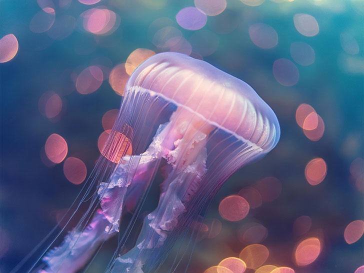 海の中をゆらゆら漂うクラゲ