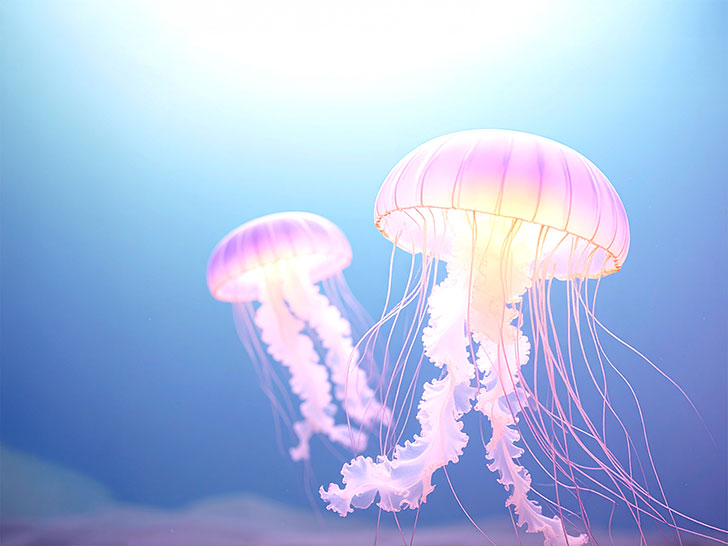 海の中をゆらゆら漂うクラゲ