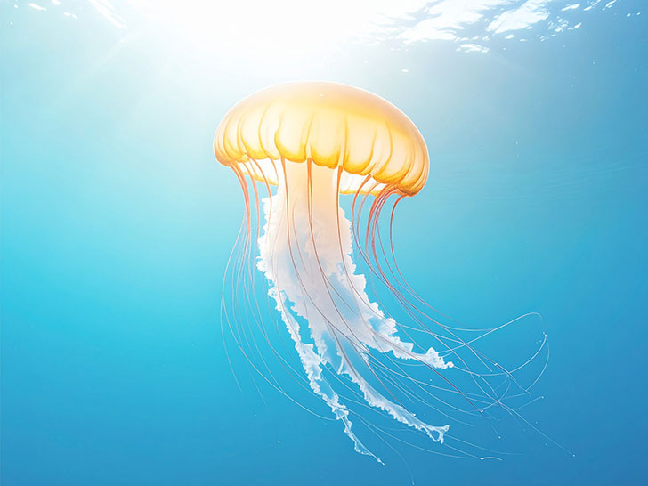 海の中をゆらゆら漂うクラゲ