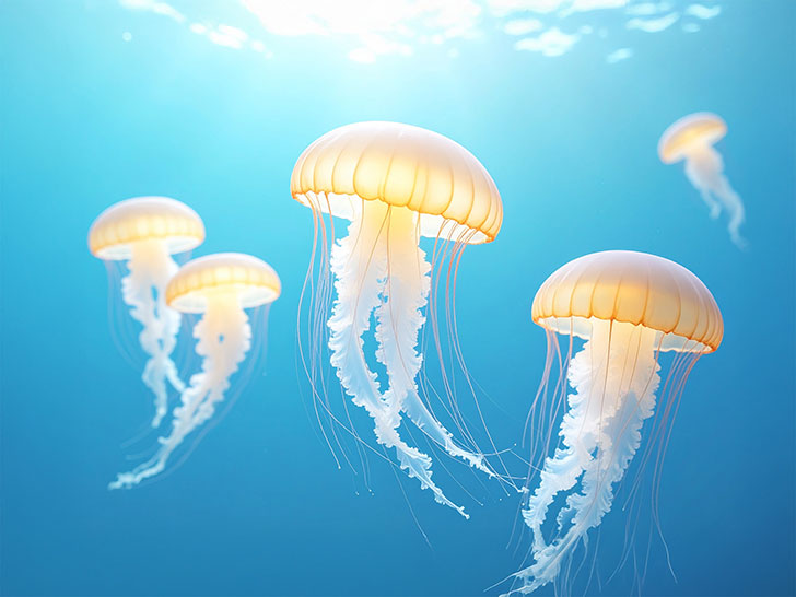 海の中をゆらゆら漂うクラゲ