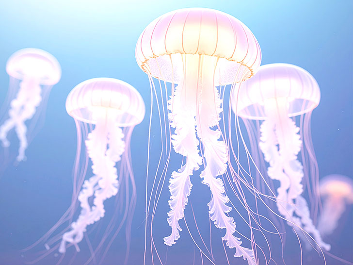 海の中をゆらゆら漂うクラゲ