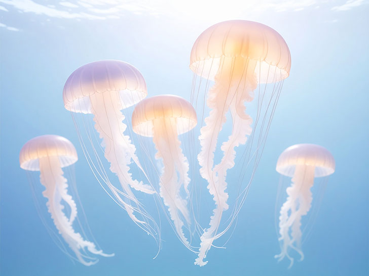 海の中をゆらゆら漂うクラゲ