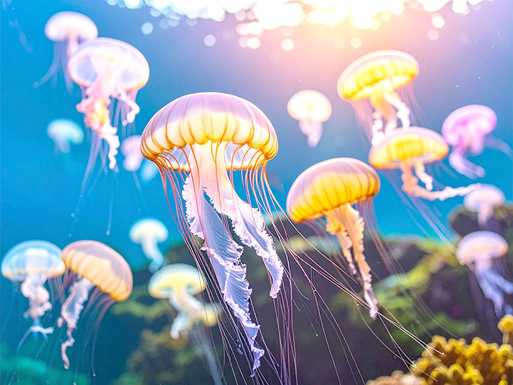 海の中をゆらゆら漂うクラゲ