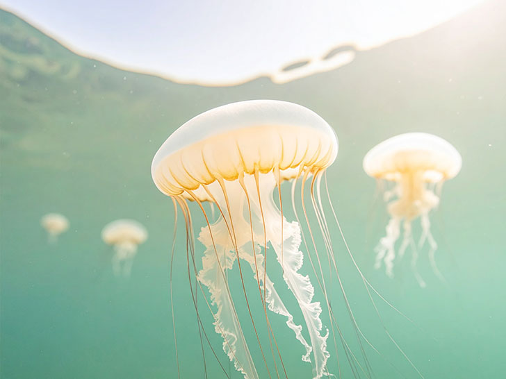 海の中をゆらゆら漂うクラゲ