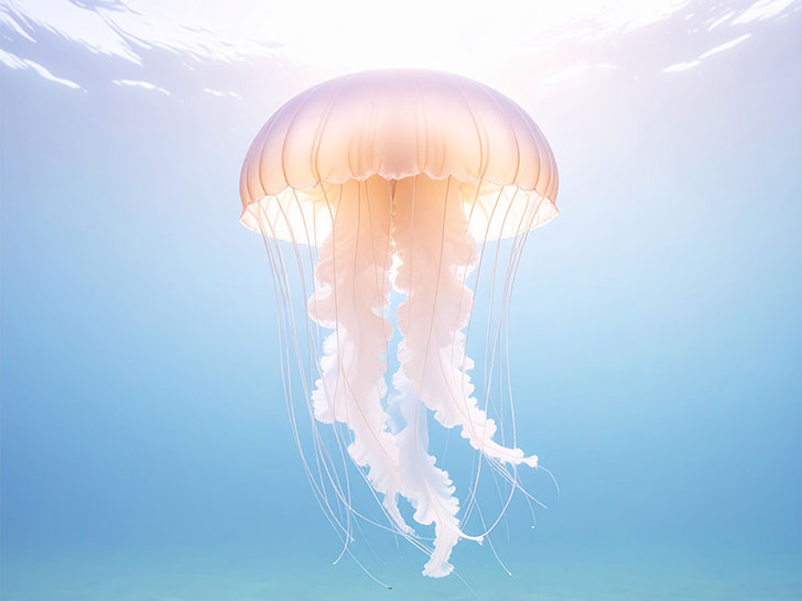 海の中をゆらゆら漂うクラゲ