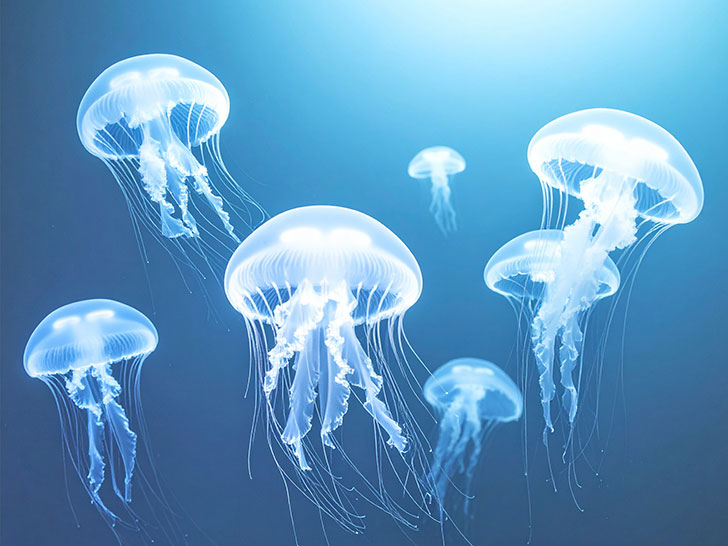 海の中をゆらゆら漂うクラゲ