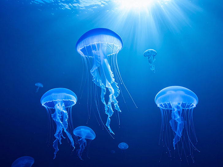 海の中をゆらゆら漂うクラゲ