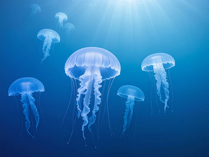 海の中をゆらゆら漂うクラゲ