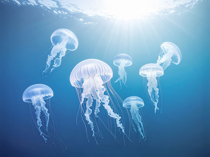 海の中をゆらゆら漂うクラゲ