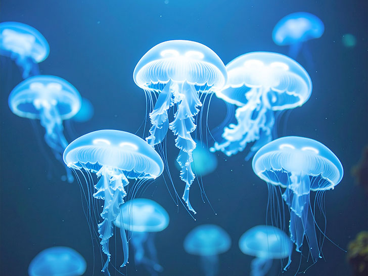 海の中をゆらゆら漂うクラゲ