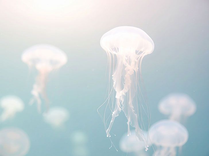 海の中をゆらゆら漂うクラゲ