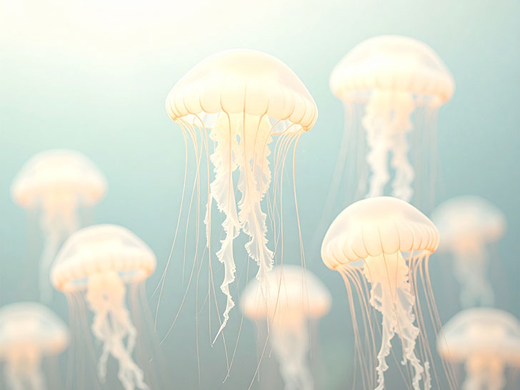 海の中をゆらゆら漂うクラゲ