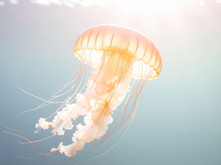 海の中をゆらゆら漂うクラゲ