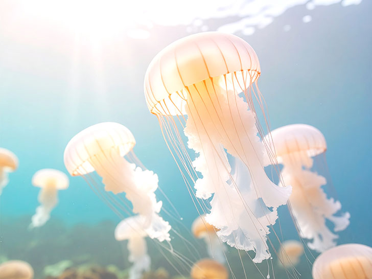 海の中をゆらゆら漂うクラゲ