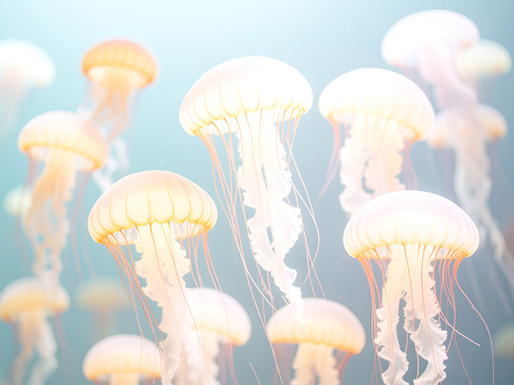 海の中をゆらゆら漂うクラゲ