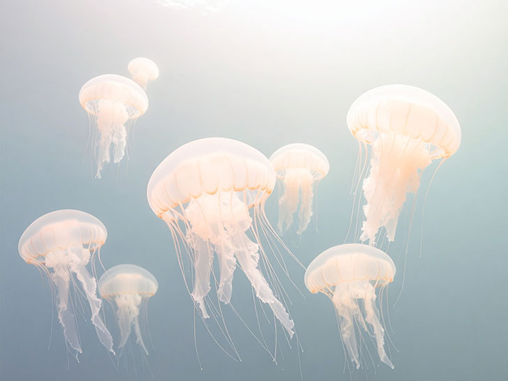 海の中をゆらゆら漂うクラゲ